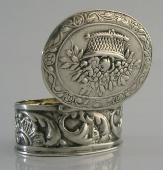 GERMAN 830 SOLID SILVER SNUFF or PILL BOX c1900 ANTIQUE 6