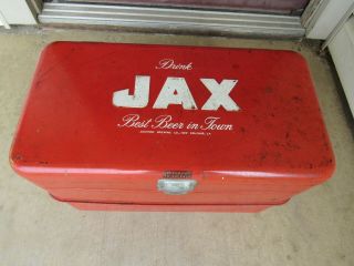 Vintage Jax Beer Red Metal Picnic Cooler/chest Orleans Rare