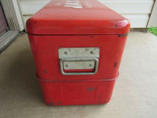 VINTAGE JAX BEER RED METAL PICNIC COOLER/CHEST ORLEANS RARE 5