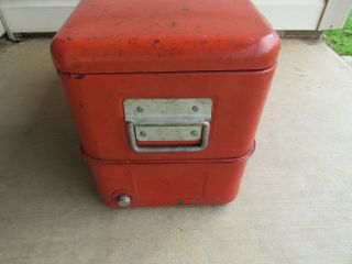 VINTAGE JAX BEER RED METAL PICNIC COOLER/CHEST ORLEANS RARE 6