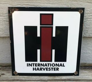 Vintage International Harvester Co.  Porcelain Enamel Sign Tractor Farm