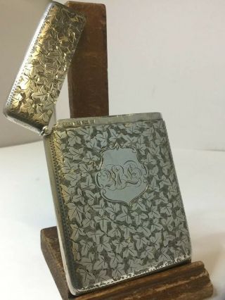 Antique Sterling Silver Vesta / Cigarette / Card Case - Art Nouveau,  1900,  63gr