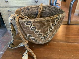 Antique 19th Century Native American Indian Basket w/ Braided Handle Estate Find 2