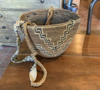 Antique 19th Century Native American Indian Basket w/ Braided Handle Estate Find 3