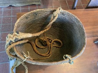 Antique 19th Century Native American Indian Basket w/ Braided Handle Estate Find 5