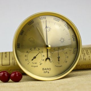 132mm Barometer Thermometer Hygrometer Gold Finish Great Price Lovely Item