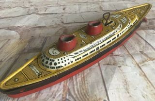 VINTAGE WOLVERINE LITHO TIN WINDUP TOY LUXURY LINER NO.  93A SHIP Parts/Repair 2