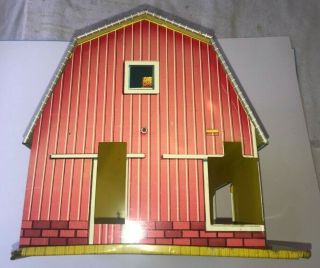 Vintage T.  Cohn 1950 - 60s Farm Play Set Tin Litho Barn Superior 2 (Grey Roof) 3