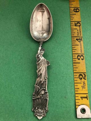 Antique Sterling Silver Souvenir Spoon York Statue Of Liberty Excelsior 31g