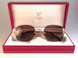 Vintage Cartier Serrano Rimless Gold Plated 18k Sunglasses France