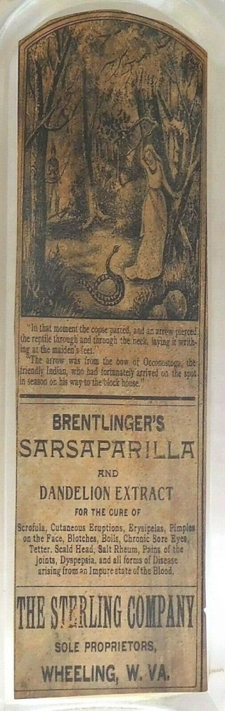 RARE c1900 BRENTLINER ' S SARASAPARILLA STERLING CO.  WHEELING,  W.  VA. 5