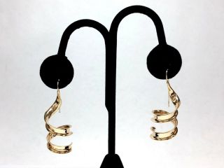 Vintage Italian 14k Gold 1.  75 " Spiral Earrings,  Signed " Dd "