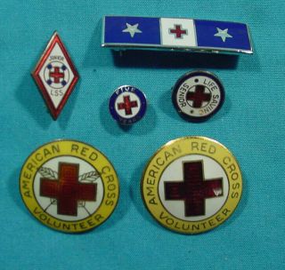 Vintage American Red Cross Volunteer Enamel Pins