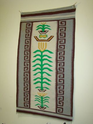 Vintage Pictorial Navajo Corn Weaving Rug with Wedding Baskets 3