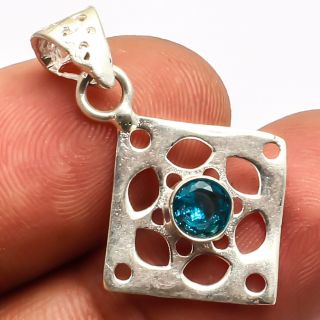Blue Topaz Pendant 925 Sterling Silver Jewelry Handmade Jewelry Sz1.  21 "