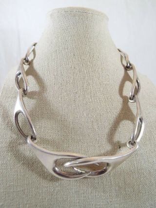 Vintage Sterling Silver Mexico Modernist Open Link Chain Necklace 16 1/2 " L