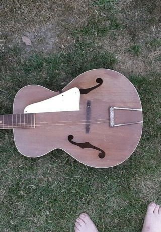 Vintage Kay Archtop Acoustic Guitar W/ Kay Lettered Pick Guard And Case