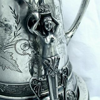 1859 Aesthetic Assyrian Taunton Silver Plate Co Massive Titling Pitcher 120 Oz