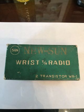 Vintage 1960 ' s - Sun 2 Transistor Wrist Boys Radio w/ Factory Box & Earphone 7