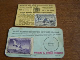 Nys Hunting/fishing License - 1958 & Federal Migratory Bird Hunting Card
