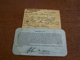 NYS HUNTING/FISHING LICENSE - 1958 & FEDERAL MIGRATORY BIRD HUNTING CARD 2