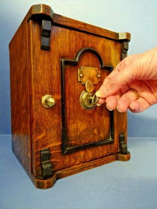 Rare Victorian Antique Solid Oak Desk - Top Letter Safe Box & Key,  C 1876 - 1880.