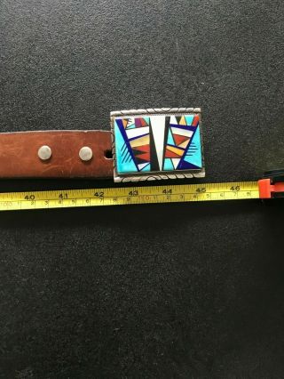 Vintage Zuni Inlay Sterling Silver Belt Buckle,  Belt 6