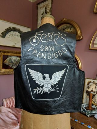 Vintage 1970s Leather Studded Biker Vest Febes San Francisco Gay Leather Bar