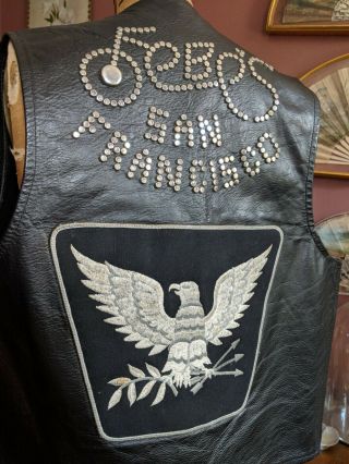 Vintage 1970s Leather Studded Biker Vest Febes San Francisco Gay leather Bar 2