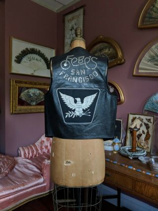 Vintage 1970s Leather Studded Biker Vest Febes San Francisco Gay leather Bar 3
