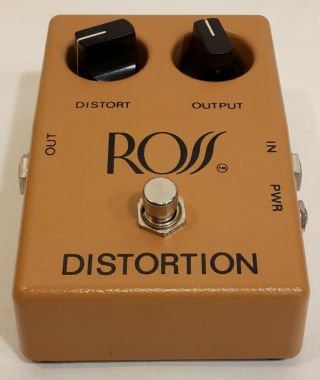 Rare 1970s Vintage Ross Distortion Guitar Effect Pedal Tan 70s Bass Overdrive