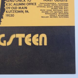 BRUCE SPRINGSTEEN Concert Poster Kutztown State College 1975 Rare Tour 3