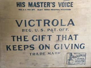 Vintage Rare 1920’s Victor Victrola Advertising Old Wooden Crate Sign 10