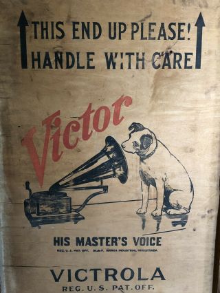 Vintage Rare 1920’s Victor Victrola Advertising Old Wooden Crate Sign 6