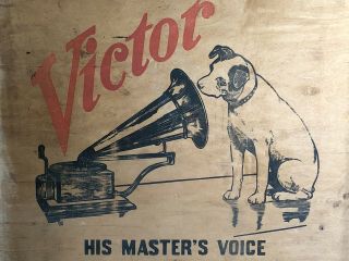 Vintage Rare 1920’s Victor Victrola Advertising Old Wooden Crate Sign 8