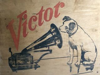 Vintage Rare 1920’s Victor Victrola Advertising Old Wooden Crate Sign 9