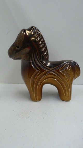 Vintage Ellis Pottery Lava Glaze Horse Australian Statue Ceramic Mid - Century