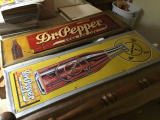 Vintage 1940’s Dr.  Pepper ALL ADVERTISING METAL SIGN 54” X 18” 2