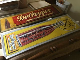 Vintage 1940’s Dr.  Pepper ALL ADVERTISING METAL SIGN 54” X 18” 3