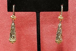 Barbara Bixby Sterling 18k Urn Scroll Drop Earrings Gold Lotus Fine 925