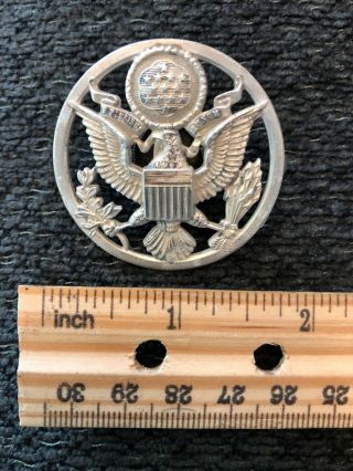 Wwii Ww2 Sterling Silver 925 Lapel Eagle E.  Pluribus Unum Screw Back Pin 15.  1g