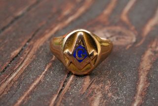 10k Yellow Gold Vintage Masonic Ring