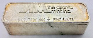 The Atlanta Inc.  10 Oz.  999,  Rare Fine Silver Bar - Vintage Am Toned Ingot
