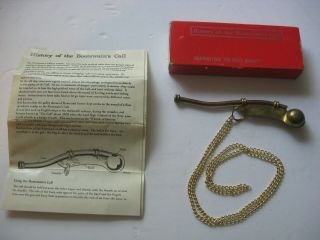 Vtg Brass & Copper Bosun Whistle & Chain - Boatswain 