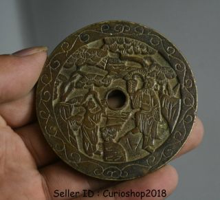6.  7cm Antique Old China Bronze Han Xian Zhong Li God Feng Shui Hua Coin Money 3