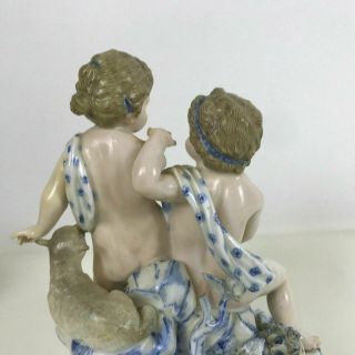 Antique Meissen Porcelain Figurine of 2 Putti Cherubs and Lamb 5