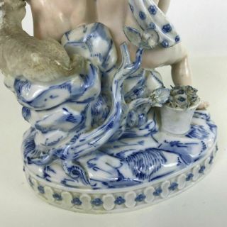 Antique Meissen Porcelain Figurine of 2 Putti Cherubs and Lamb 6