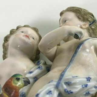 Antique Meissen Porcelain Figurine of 2 Putti Cherubs and Lamb 9