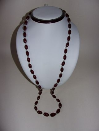 Vintage Cherry Amber Bakelite & Faceted Crystal Beads Necklace 31.  6 Gm 