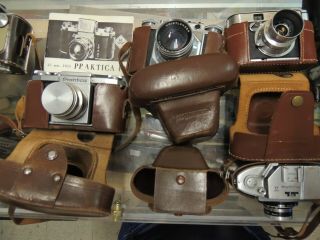 8 Vintage 35 Mm Cameras Kodak,  Graphic,  Exakta,  Argus,  Voigtlander,  Praktica,  Minolta